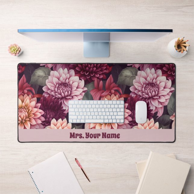 Design des Musters "Wasserfarbe Rosa Dahlia" Schreibtischunterlage (Büro 1)