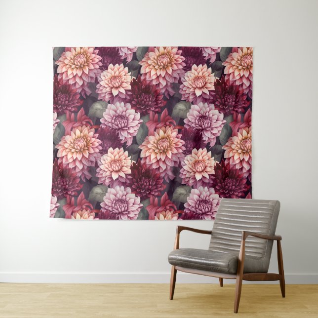 Design des Musters "Wasserfarbe Rosa Dahlia" Wandteppich (Beispiel (Horizontal))