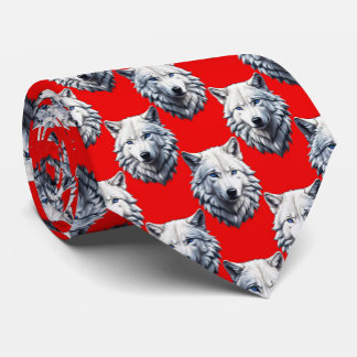 Design des Musters "White Wolf Head" - Rot Krawatte