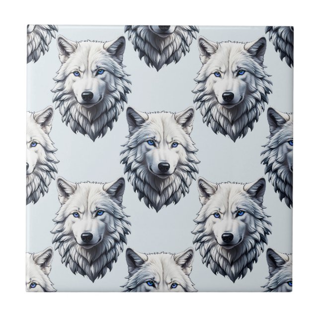 Design des Musters "White Wolf Head" - Weiß Fliese (Vorderseite)