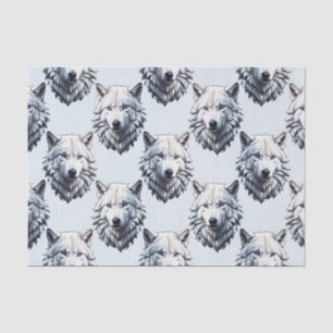 Design des Musters "White Wolf Head" - Weiß Seidenpapier