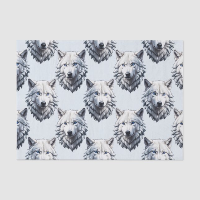 Design des Musters "White Wolf Head" - Weiß Seidenpapier (Vorderseite)