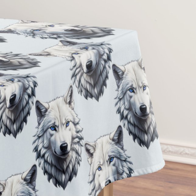 Design des Musters "White Wolf Head" - Weiß Tischdecke (Von Creator hochgeladen)