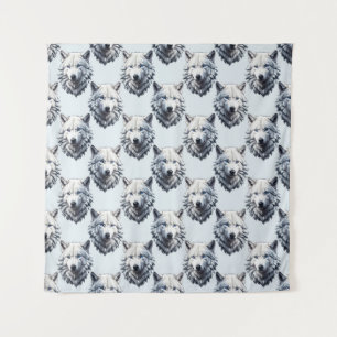 Design des Musters "White Wolf Head" - Weiß Wandteppich