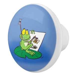 Design des niedlichen Froschkünstlers Cartoon Keramikknauf
