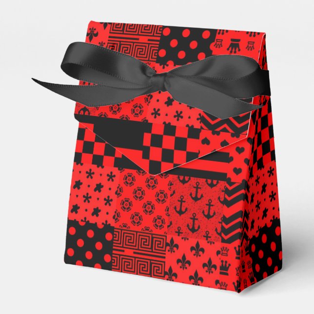 Design des Patchwork-Designs für die roten, gemisc Geschenkschachtel (Vorderseite)