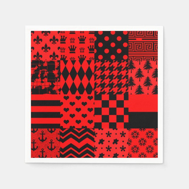 Design des Patchwork-Designs für die roten, gemisc Serviette (Vorderseite)