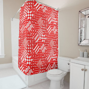 Design des Patchwork-Designs für Red White Mixed P Duschvorhang