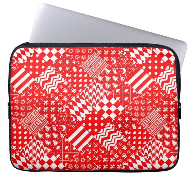 Design des Patchwork-Designs für Red White Mixed P Laptopschutzhülle (Vorderseite)