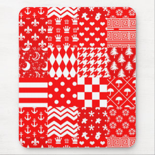 Design des Patchwork-Designs für Red White Mixed P Mousepad