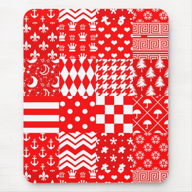 Design des Patchwork-Designs für Red White Mixed P Mousepad (Vorne)