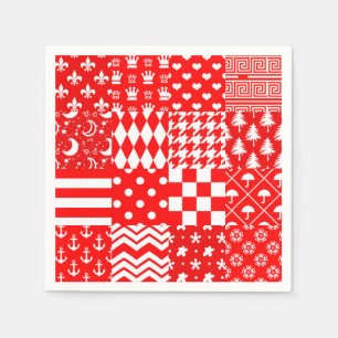 Design des Patchwork-Designs für Red White Mixed P Serviette