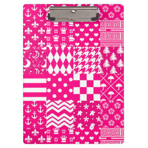 Design des Patchwork-Designs in rosa, gemischten M Klemmbrett