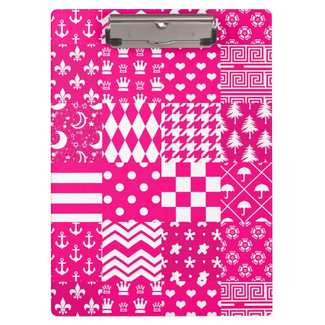 Design des Patchwork-Designs in rosa, gemischten M Klemmbrett (Vorderseite)