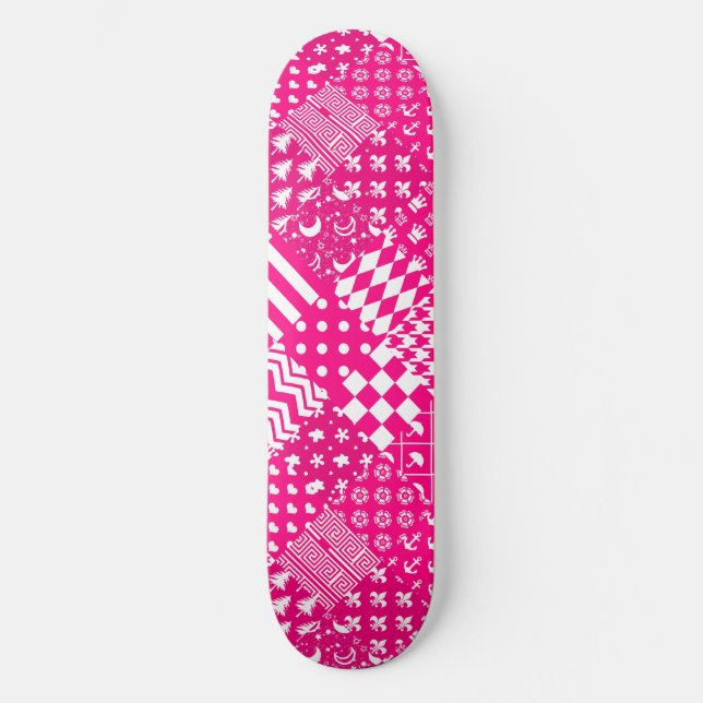Design des Patchwork-Designs in rosa, gemischten M Skateboard (Vorderseite)