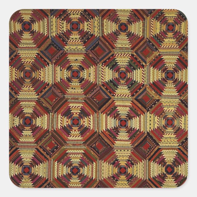 Design des Patchwork-Patchworks für Ananas Quadratischer Aufkleber (Vorderseite)