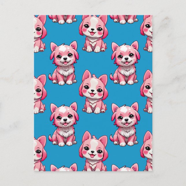 Design des Pink Puppy Docks - Blau Postkarte (Vorderseite)