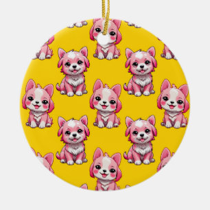 Design des Pink Puppy Docks - Gelb Keramik Ornament