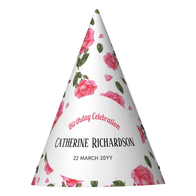 Design des rosa-rosa-Shabby Chic Partyhütchen (Vorderseite)