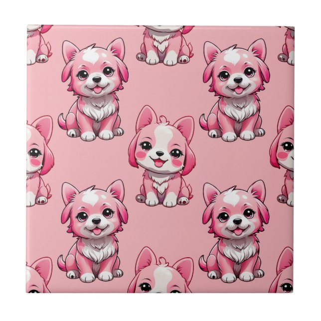Design des rosa Welpen-Hundes - Rosa Fliese (Vorderseite)