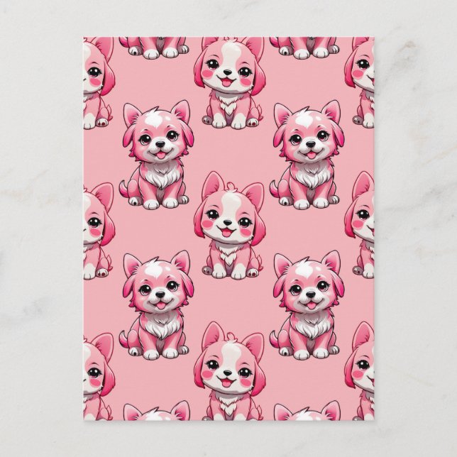 Design des rosa Welpen-Hundes - Rosa Postkarte (Vorderseite)