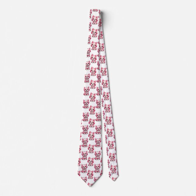 Design des rosa Welpen-Hundes - weiß Krawatte (Vorderseite)