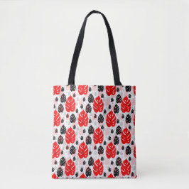 Design des roten schwarzen Leaf-Illustrationsmuste Tasche