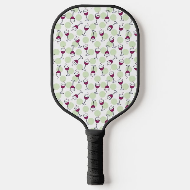 Design des Rotwein-Glas-Illustrationsmusters Pickleball Schläger (Vorderseite)