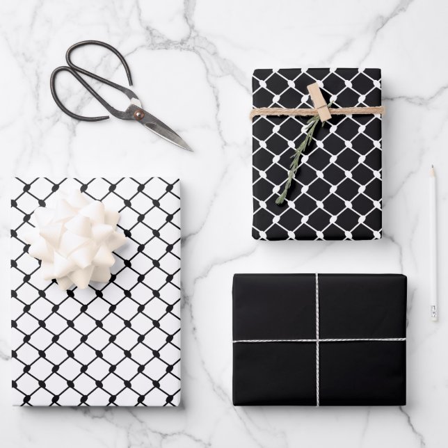 Design des schwarzen palästinensischen Keffiyeths Geschenkpapier Set (Vorderseite)