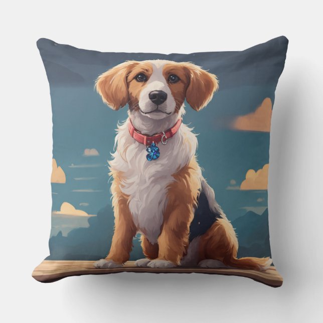 Design des spielerischen Hundes-Cartoon Kissen (Vorderseite)
