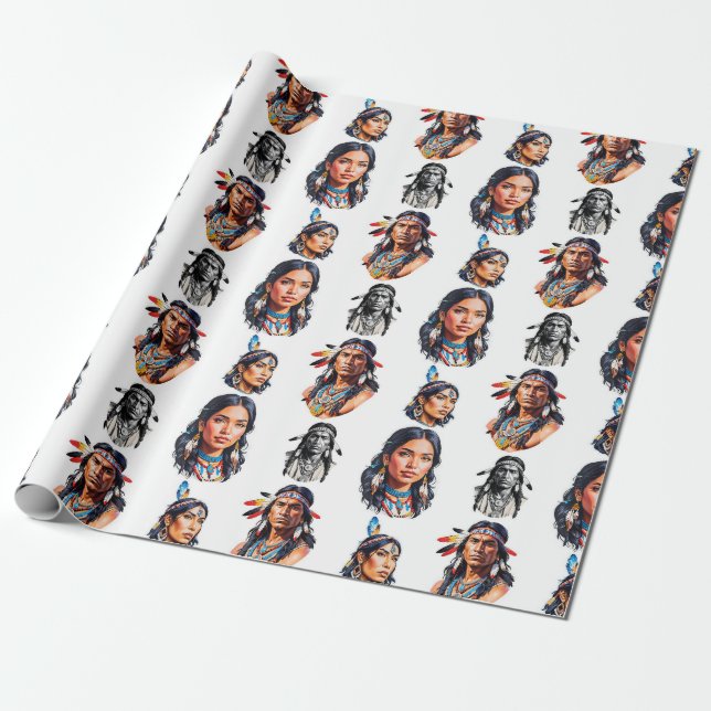 Design des Stammmusters eines systemeigenen Amerik Geschenkpapier (Ungerollt)