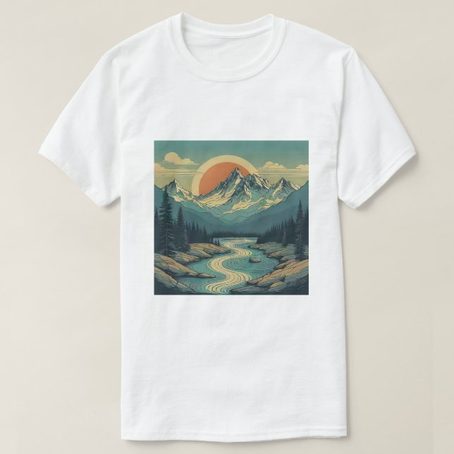 Design des Sunset Mountain T - Shirt (Design vorne)