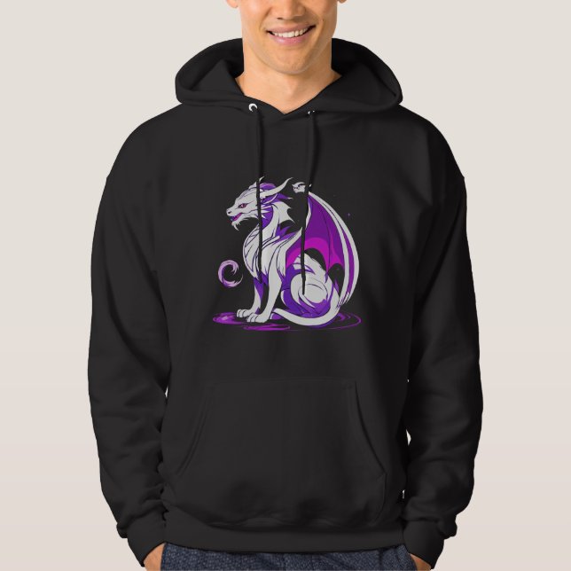 Design des Sweatshirts in weißem und Lila Drachen (Vorderseite)