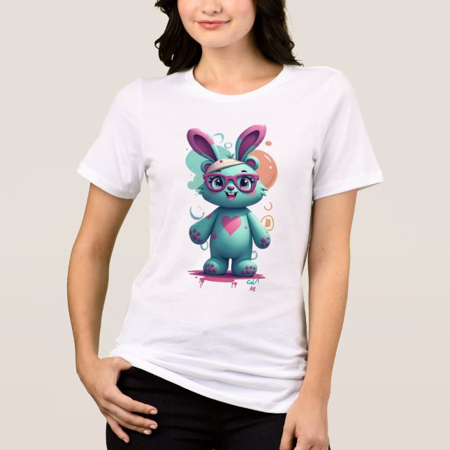 Design des T - Shirt von Frauen mit blauem Schnitt (Vorderseite)