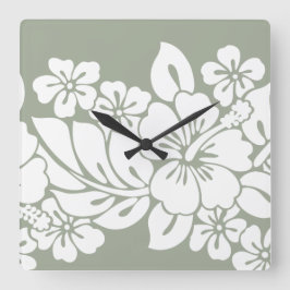 Design des tropischen Hibiskus Quadratische Wanduhr