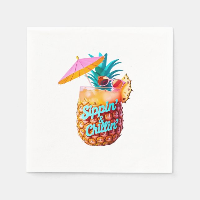 Design des tropischen Party von Sippin & Chillin Serviette (Vorderseite)