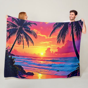 Design des tropischen Sonnenuntergangs Fleecedecke