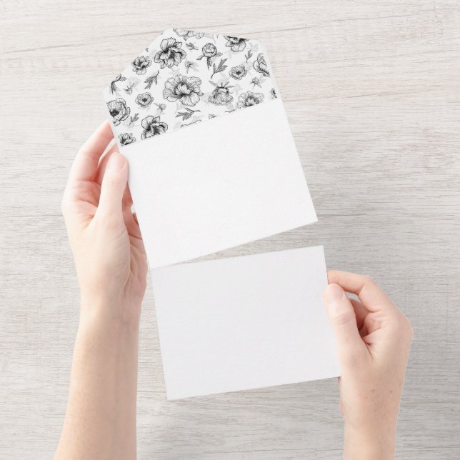 Design des Umschlags. Style Line Art All In One Einladung (Abreißen)