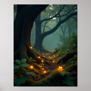 Design des verzauberten Waldbaumes Poster