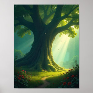 "Design des verzauberten Waldbaumposters Poster