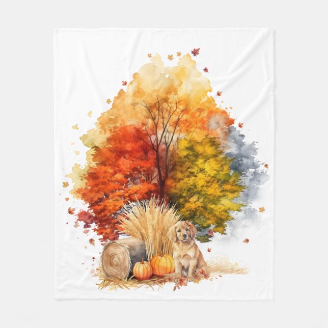 Design des Wasserfarbenfalles - Golden Retriever Fleecedecke (Vorderseite)