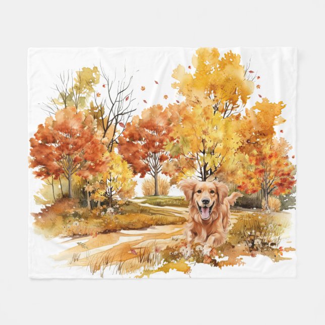 Design des Wasserfarbenfalles - Golden Retriever Fleecedecke (Vorderseite (Horizontal))