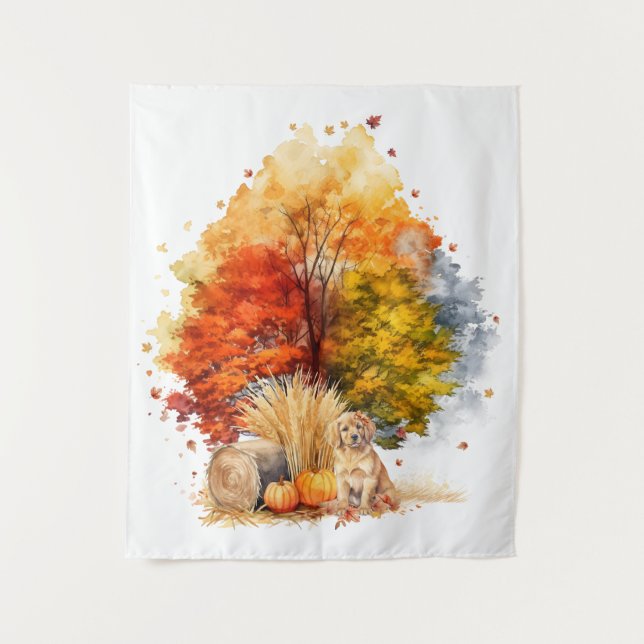 Design des Wasserfarbenfalles - Golden Retriever Wandteppich (Vorderseite)