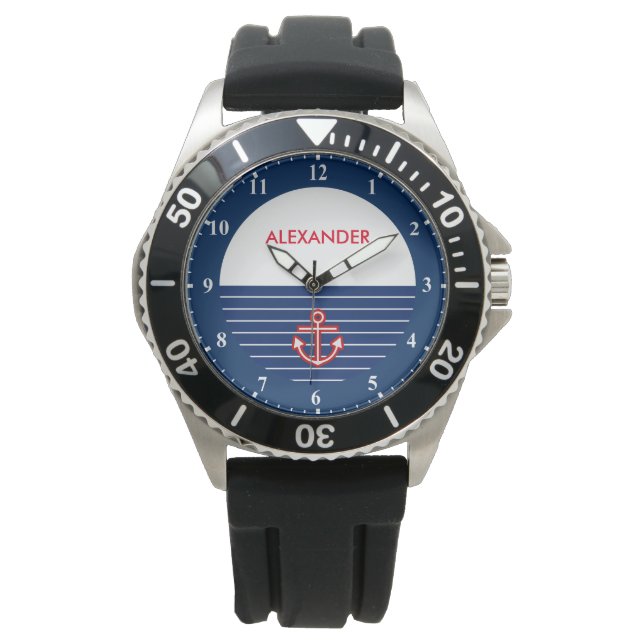 Design des weißen Ankerbetts der Marine Armbanduhr (Vorderseite)