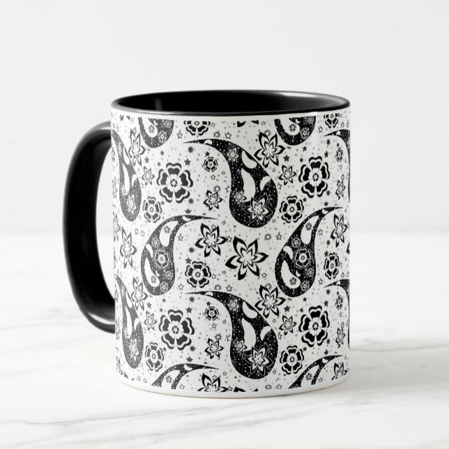 Design des weißen Blumenmusters Tasse (Von Creator hochgeladen)