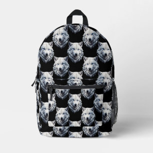 Design des weißen Wolfskopfes Bedruckter Rucksack