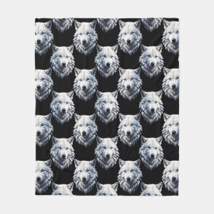 Design des weißen Wolfskopfes Fleecedecke