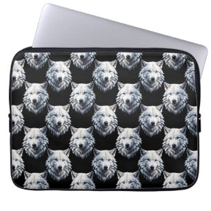 Design des weißen Wolfskopfes Laptopschutzhülle