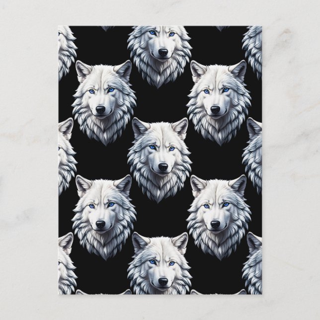 Design des weißen Wolfskopfes Postkarte (Vorderseite)