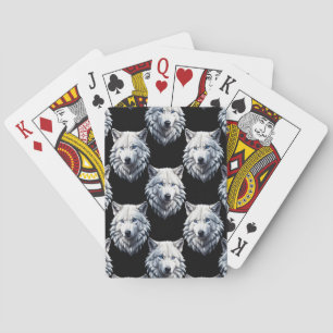 Design des weißen Wolfskopfes Spielkarten